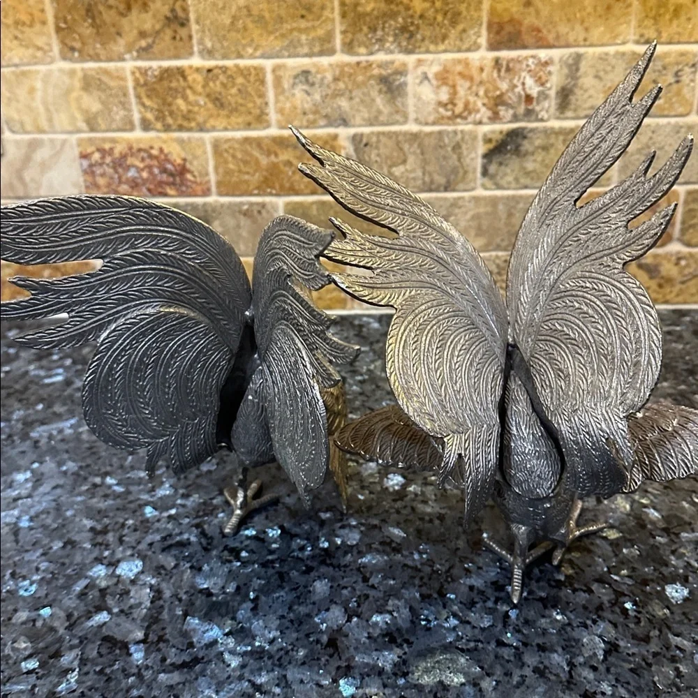 Silver Rooster Figurines
